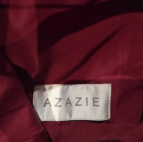 Azazie Bonnie Burgundy A-Line Keyhole Ruched Chiffon Bridesmaid Dress Size 0 - Picture 6 of 6